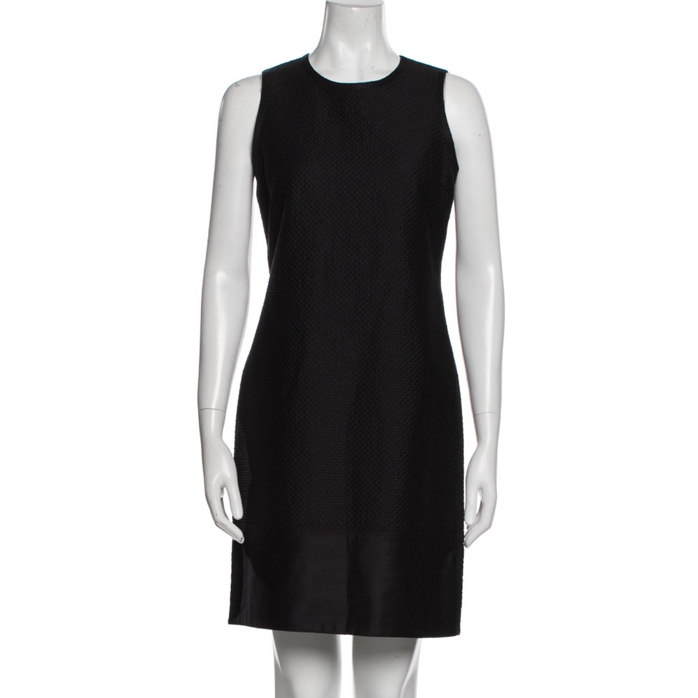 Rag & Bone Textured Crew Neck Black Shift Dress with Exposed Zipper - size 4